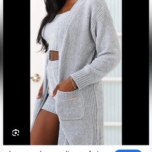 Lounge Underwear Ultra Comfort Chenille Maxi Cardigan in Cream